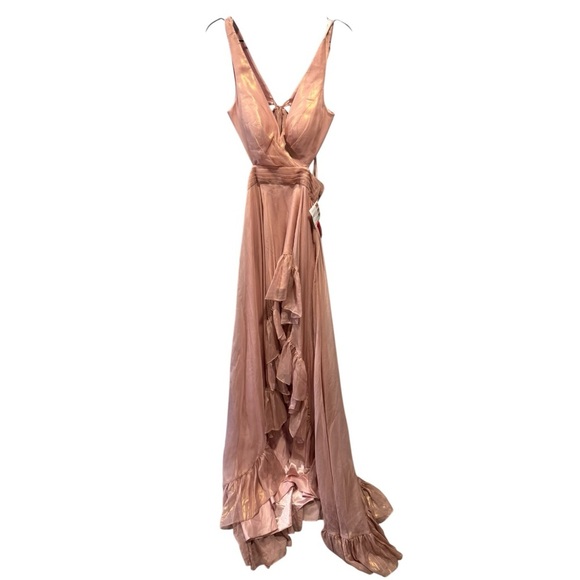 Mac Duggal Ieena High-Low Ruffle Gown 49526 Formal Pageant Prom Pink Cut Out - Picture 4 of 10